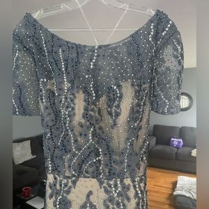 Blue gown worn ONCE size 18 fit size 16 gorgeous beading
